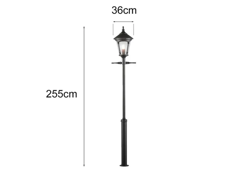 Mastleuchte VIRGO Laterne aus Aluminium Schwarz, Höhe 255cm