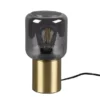 Mini LED Tischleuchte Messing Glasschirm Rauchfarbig, Höhe 24cm
