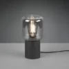 Mini LED Tischleuchte Schwarz Glasschirm Rauchfarbig, Höhe 24cm