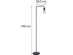 Minimalistische LED Stehleuchte, Metall Schwarz matt, Höhe 149cm