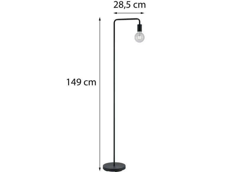 Minimalistische LED Stehleuchte, Metall Schwarz matt, Höhe 149cm