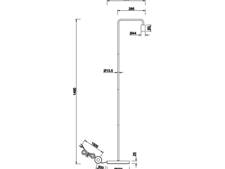 Minimalistische LED Stehleuchte, Metall Schwarz matt, Höhe 149cm