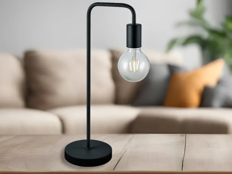 Minimalistische LED Tischleuchte, Metall Schwarz matt, Höhe 51cm