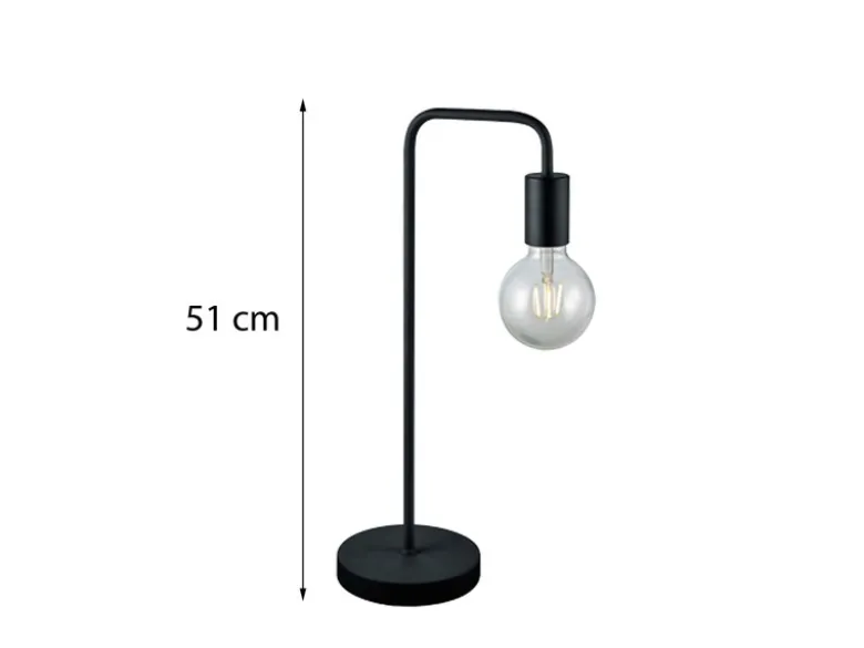 Minimalistische LED Tischleuchte, Metall Schwarz matt, Höhe 51cm
