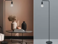 Minimalistische Retro Stehleuchte DIALLO, schwarz matt