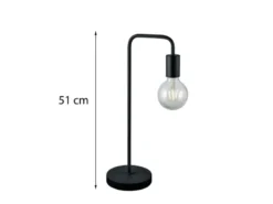 Minimalistische Retro Tischleuchte DIALLO Schwarz matt, Höhe 51cm