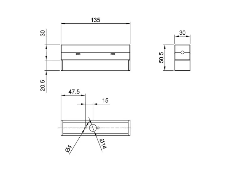 Mittel-/ End Einspeisung Weiß für 2-Phasen Schienensystem DUOline