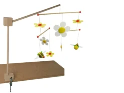 Mobilehalter Holz - 100 % Naturprodukt - mit fröhlichem Mobile SUM SUM