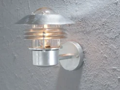 Moderne Außen Wandlaterne MODENA stehend, Stahl Silber, Höhe 23cm