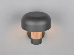 Moderne Außenwandleuchte FRASER in Anthrazit & Holzoptik, Höhe 24cm