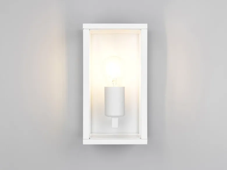 Moderne Außenwandleuchte GARONNE in Weiß mit Glas, Höhe 26cm