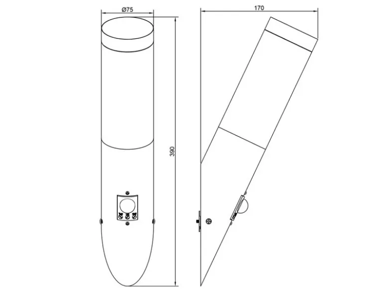 Moderne Außenwandleuchte TRIOTO mit Bewegungsmelder Schwarz, Höhe 39cm