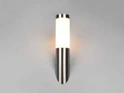 Moderne Außenwandleuchte TRIOTO aus Edelstahl in Silber, Höhe 39cm