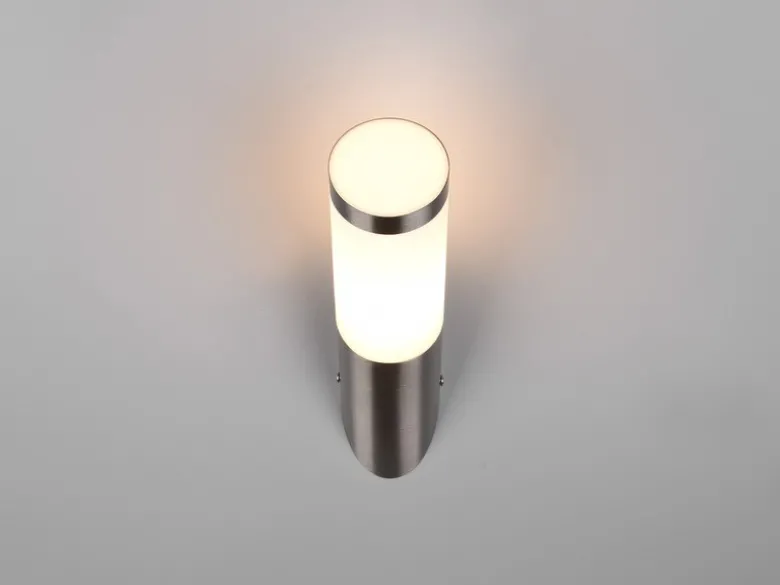 Moderne Außenwandleuchte TRIOTO aus Edelstahl in Silber, Höhe 39cm