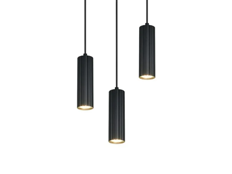 Moderne Cluster Pendelleuchte SOKA 3-flammig aus Metall Schwarz Ø 28cm