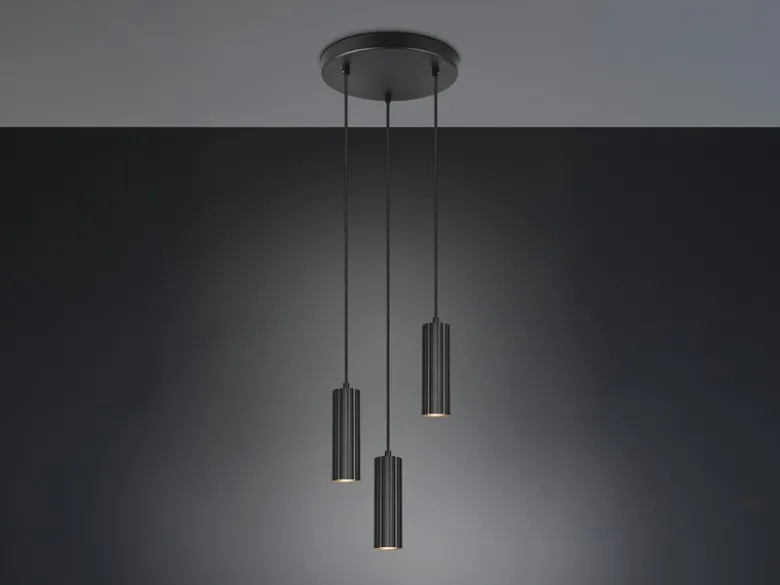 Moderne Cluster Pendelleuchte SOKA 3-flammig aus Metall Schwarz Ø 28cm