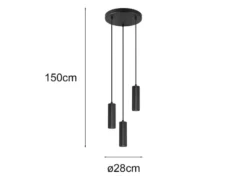 Moderne Cluster Pendelleuchte SOKA 3-flammig aus Metall Schwarz Ø 28cm