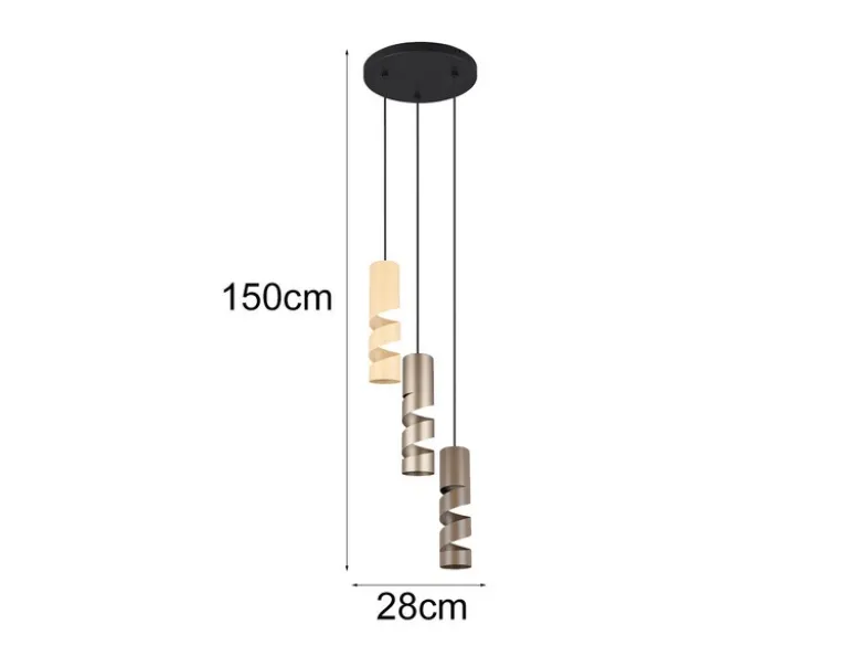 Moderne Cluster Pendelleuchte STREAM 3-flammig aus Metall in Coffee Tönen, Ø28cm