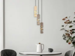 Moderne Cluster Pendelleuchte STREAM 3-flammig aus Metall in Coffee Tönen, Ø28cm