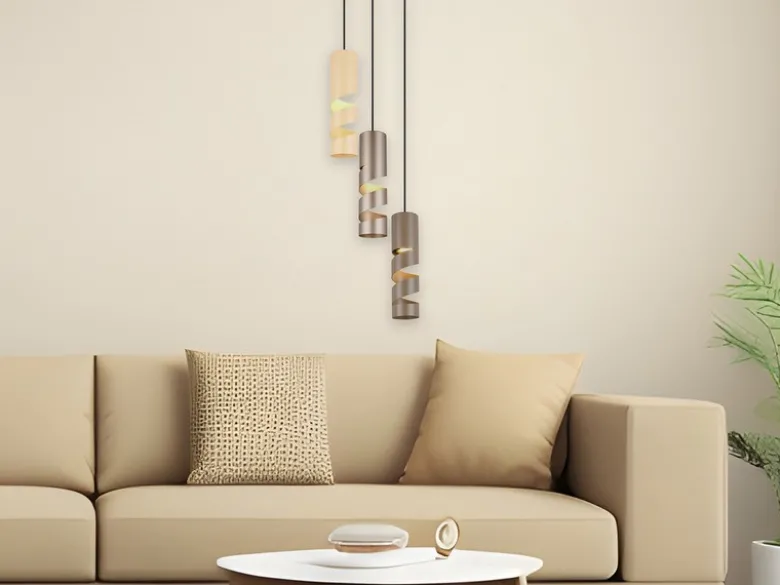 Moderne Cluster Pendelleuchte STREAM 3-flammig aus Metall in Coffee Tönen, Ø28cm
