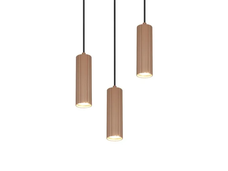 Moderne Cluster Pendelleuchte SOKA 3-flammig Metall Hellgrau & Coffee Ø 28cm