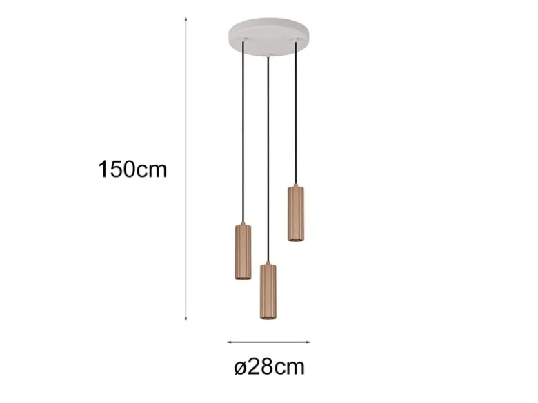 Moderne Cluster Pendelleuchte SOKA 3-flammig Metall Hellgrau & Coffee Ø 28cm
