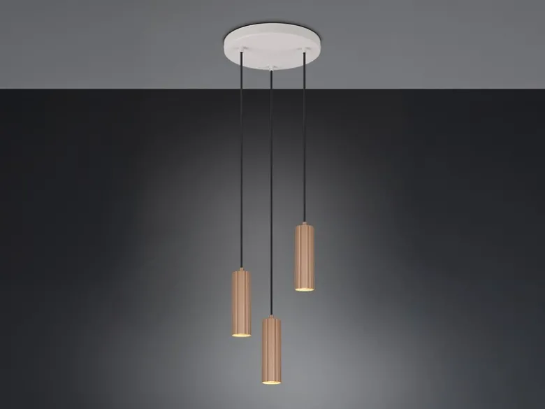 Moderne Cluster Pendelleuchte SOKA 3-flammig Metall Hellgrau & Coffee Ø 28cm