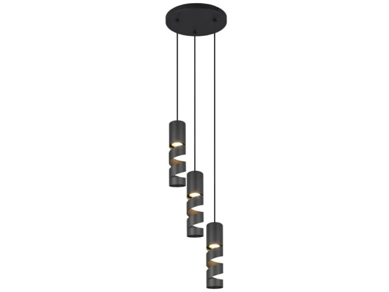 Moderne Cluster Pendelleuchte STREAM 3-flammig aus Metall in Schwarz, Ø 28cm