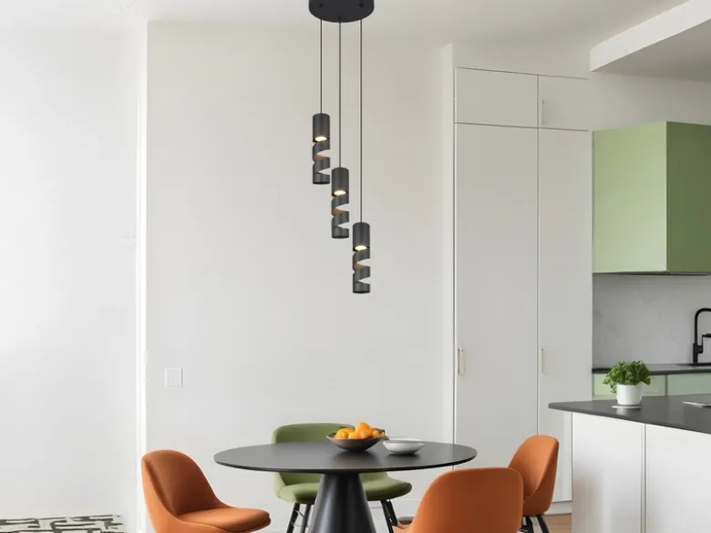 Moderne Cluster Pendelleuchte STREAM 3-flammig aus Metall in Schwarz, Ø 28cm