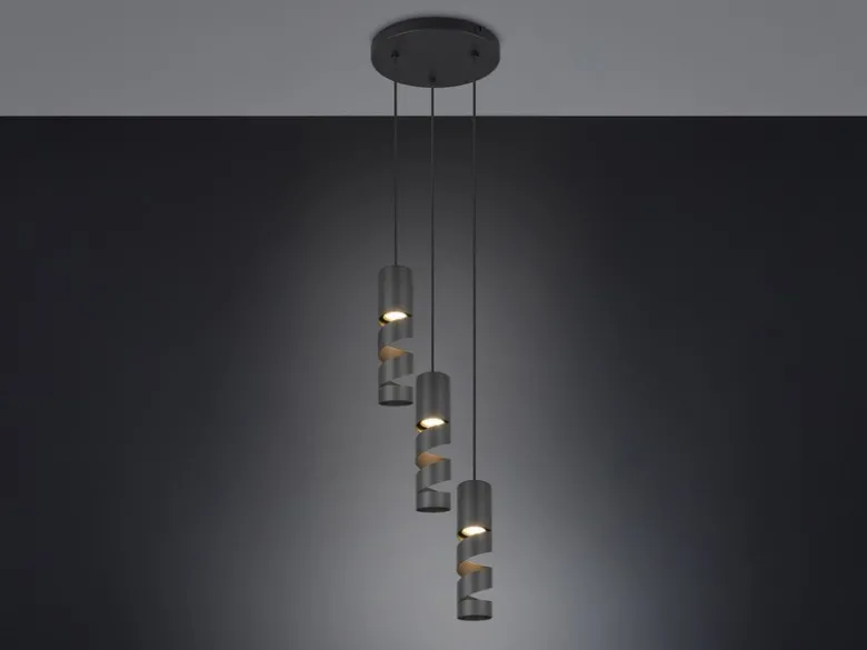 Moderne Cluster Pendelleuchte STREAM 3-flammig aus Metall in Schwarz, Ø 28cm