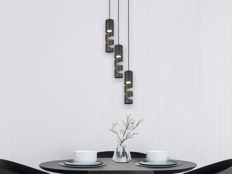 Moderne Cluster Pendelleuchte STREAM 3-flammig aus Metall in Schwarz, Ø 28cm