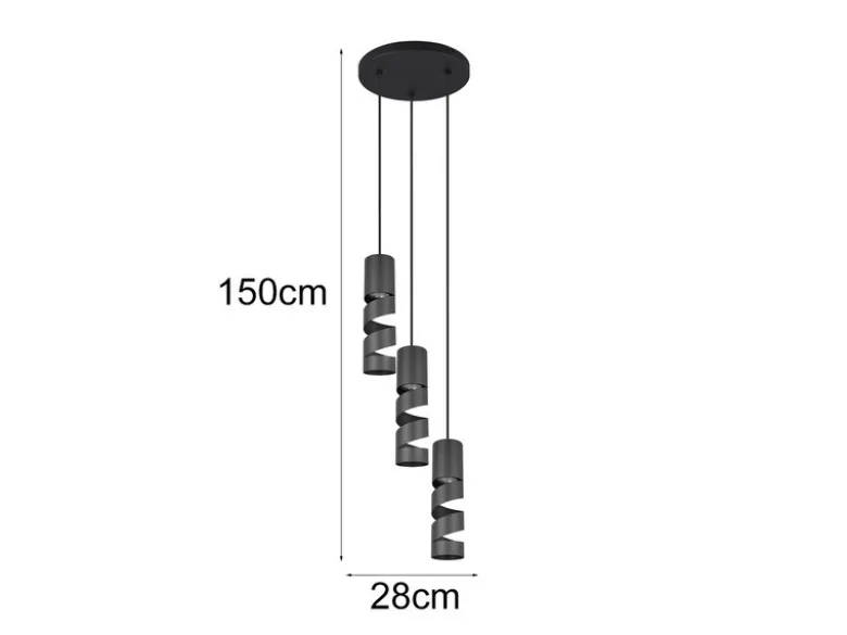 Moderne Cluster Pendelleuchte STREAM 3-flammig aus Metall in Schwarz, Ø 28cm