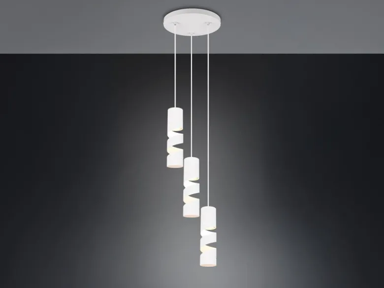 Moderne Cluster Pendelleuchte STREAM 3-flammig aus Metall in Weiß, Ø 28cm