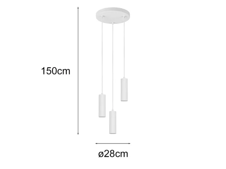 Moderne Cluster Pendelleuchte SOKA 3-flammig aus Metall Weiß Ø 28cm