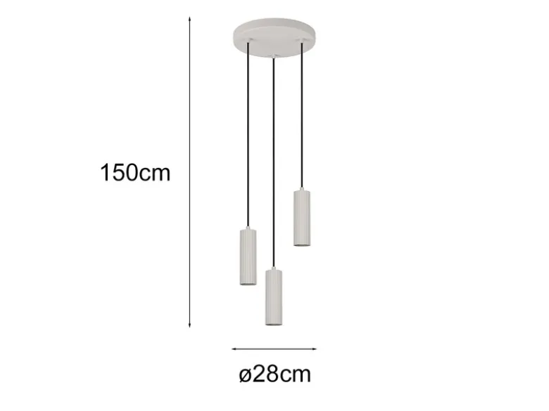 Moderne Cluster Pendelleuchte SOKA 3-flammig aus Metall Hellgrau Ø 28cm