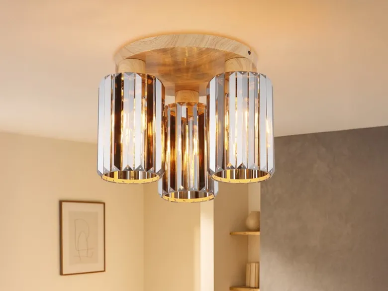 Moderne Deckenleuchte RUN 3-flammig mit Rauchglas Kristall Ø 35cm
