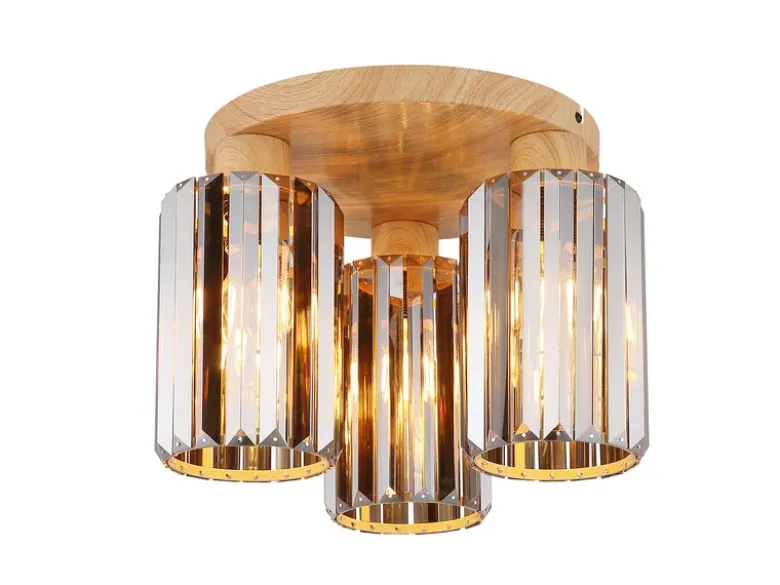 Moderne Deckenleuchte RUN 3-flammig mit Rauchglas Kristall Ø 35cm