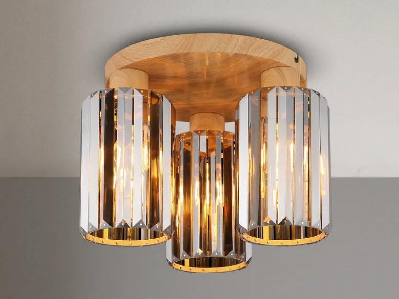 Moderne Deckenleuchte RUN 3-flammig mit Rauchglas Kristall Ø 35cm