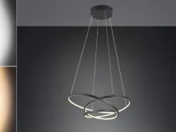 Moderne dimmbare LED Pendelleuchte DARVIN Schwarz, Breite 64cm
