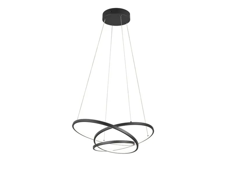 Moderne dimmbare LED Pendelleuchte DARVIN Schwarz, Breite 64cm