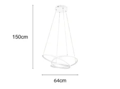 Moderne dimmbare LED Pendelleuchte DARVIN in Weiß, Breite 64cm