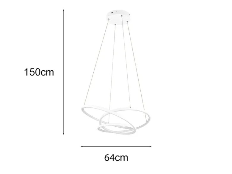 Moderne dimmbare LED Pendelleuchte DARVIN in Weiß, Breite 64cm