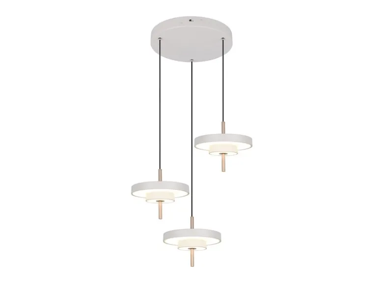 Moderne dimmbare LED Pendelleuchte KEATON 3-flammig, Hellgrau Ø 45cm