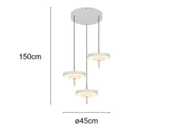 Moderne dimmbare LED Pendelleuchte KEATON 3-flammig, Hellgrau Ø 45cm