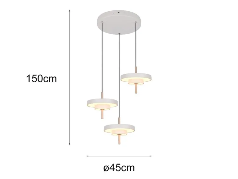 Moderne dimmbare LED Pendelleuchte KEATON 3-flammig, Hellgrau Ø 45cm
