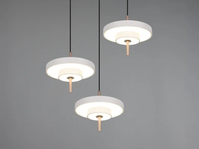 Moderne dimmbare LED Pendelleuchte KEATON 3-flammig, Hellgrau Ø 45cm