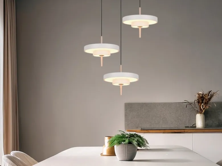 Moderne dimmbare LED Pendelleuchte KEATON 3-flammig, Hellgrau Ø 45cm