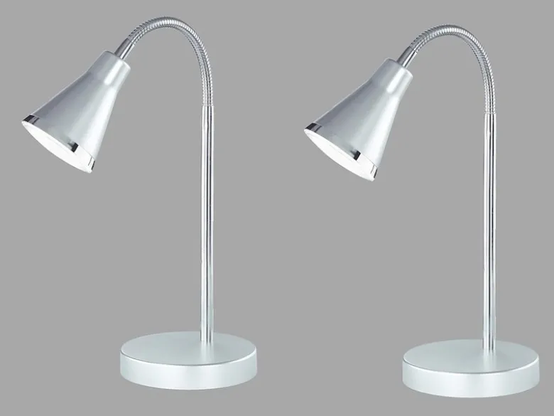 Moderne flexible LED Schreibtischleuchten 2er SET 1 flammig Kunststoff in silber