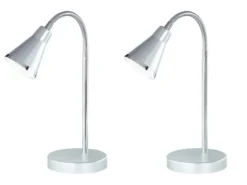 Moderne flexible LED Schreibtischleuchten 2er SET 1 flammig Kunststoff in silber