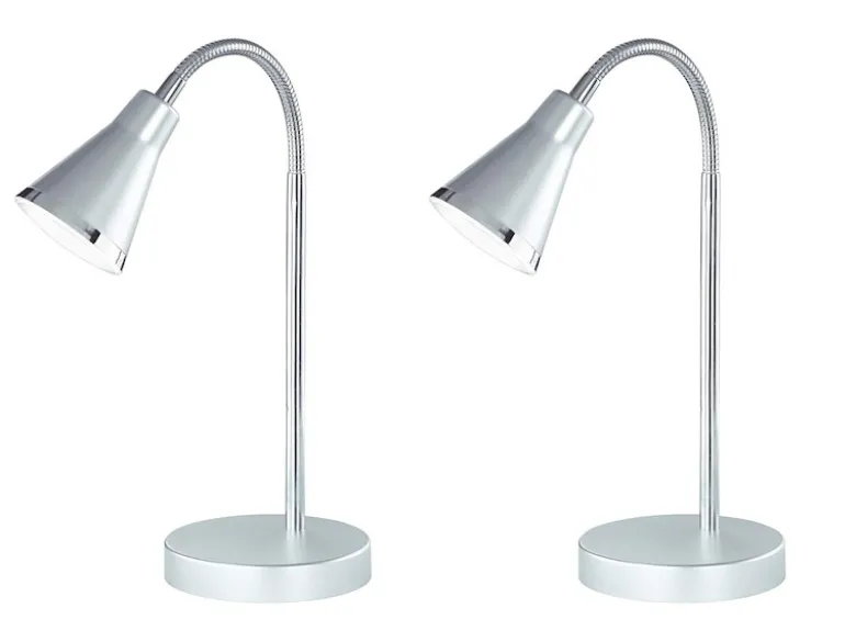 Moderne flexible LED Schreibtischleuchten 2er SET 1 flammig Kunststoff in silber